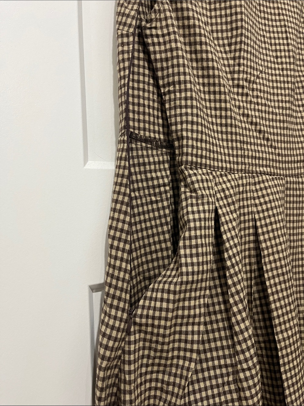 Rihoas NWT Brown Plaid Button Down Pleated Midi Dress S - Picture 8 of 14